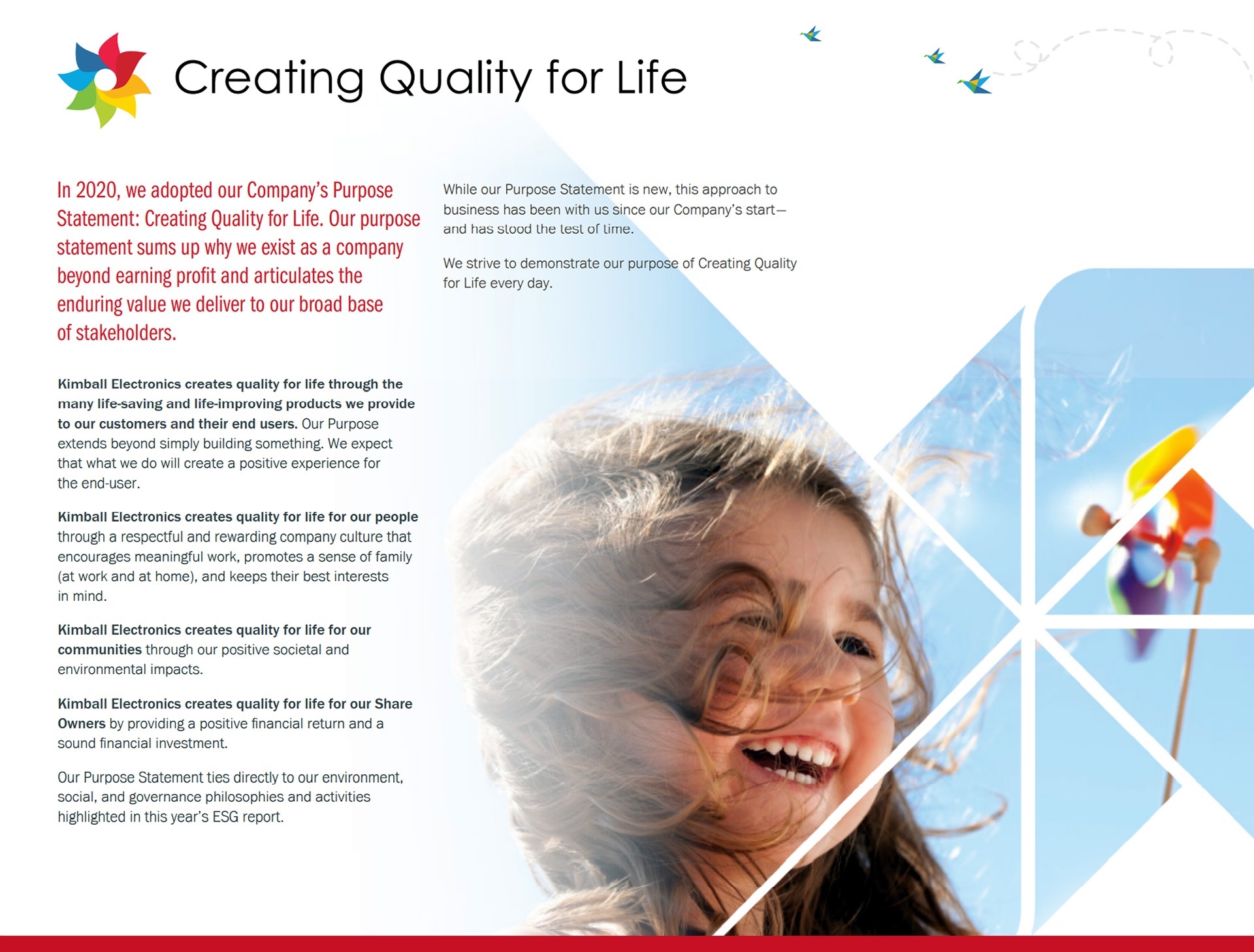 Creating Quality for Life Summary